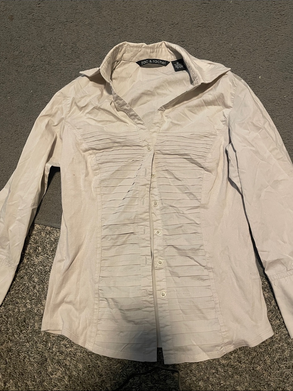 Zac & Rachel Cream Pleated Front Dress Shirt